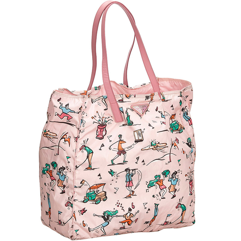 

Prada Pink Printed Nylon Tote Bag