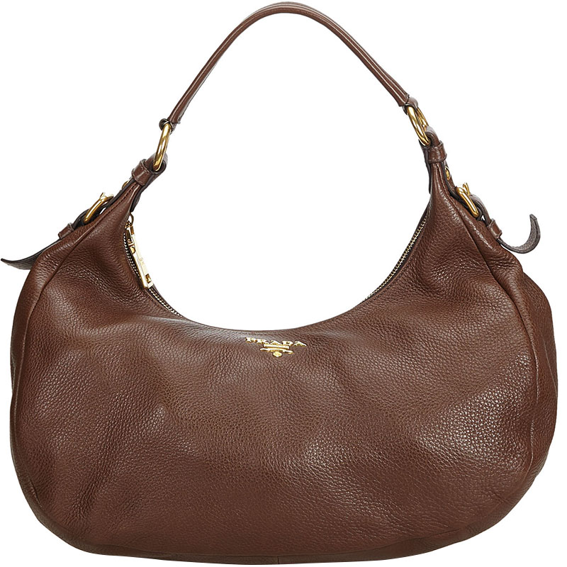 prada brown leather hobo bag