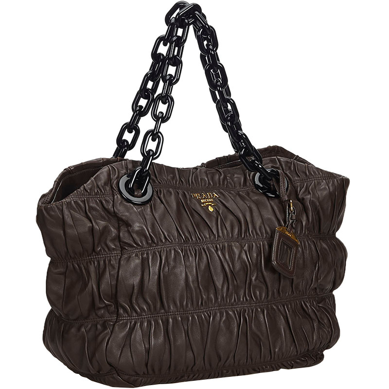 

Prada Brown Gathered Nappa Leather Chain Tote