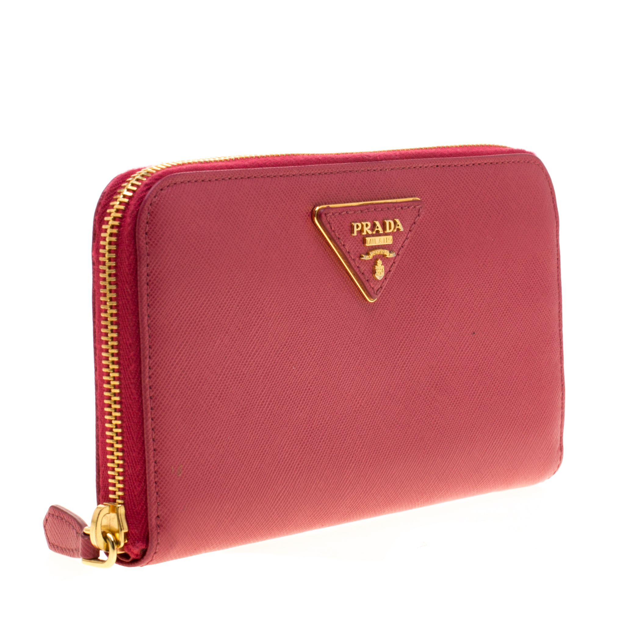 Prada Hot Pink Saffiano Leather Zip Around Wallet Prada | TLC
