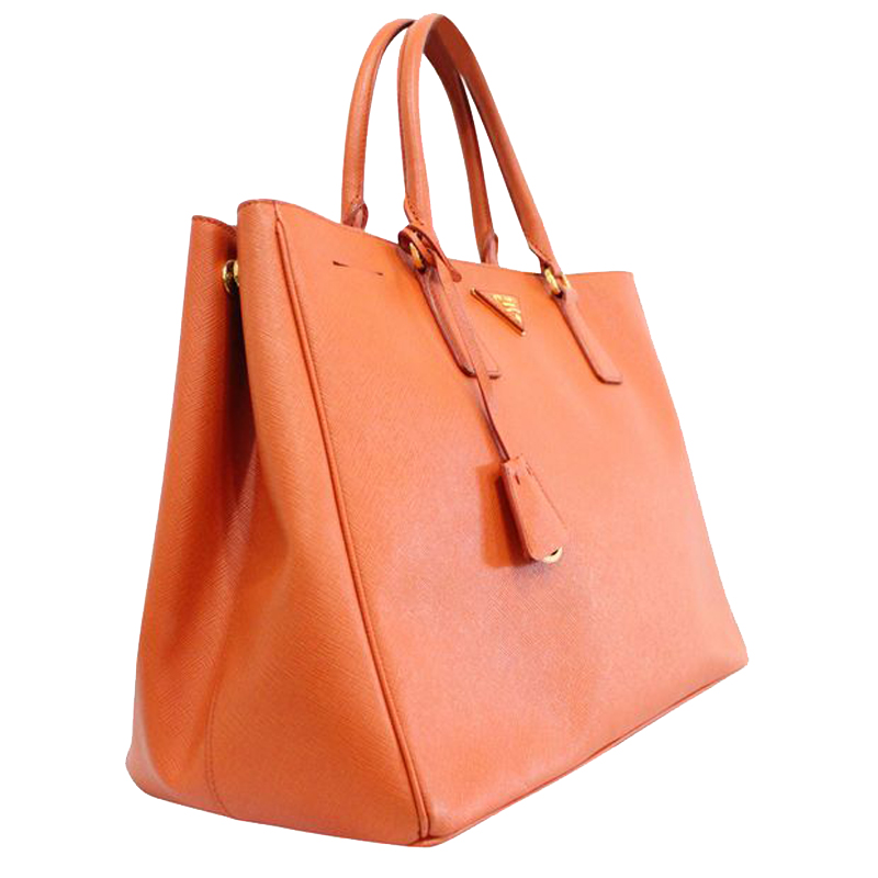 

Prada Orange Saffiano Lux Leather Tote