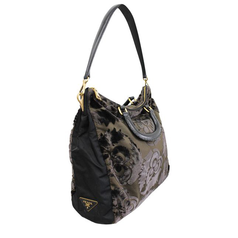 

Prada Brown/Black Velvet and Nylon Satchel