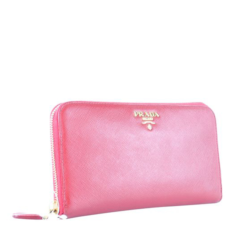 

Prada Red Saffiano Leather Zip Around Long Wallet