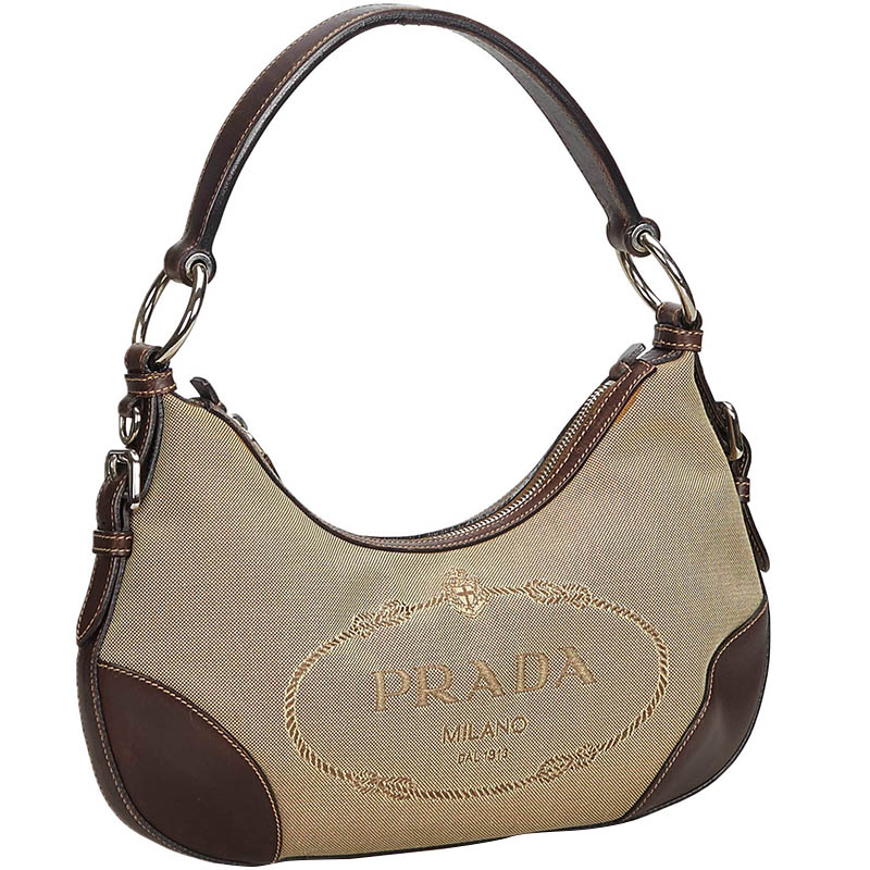 

Prada Brown Canvas Canapa Hobo Bag