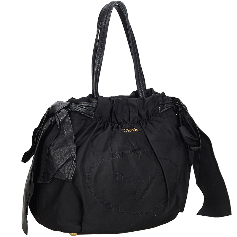 

Prada Black Tessuto Nylon Bow Everyday Bag