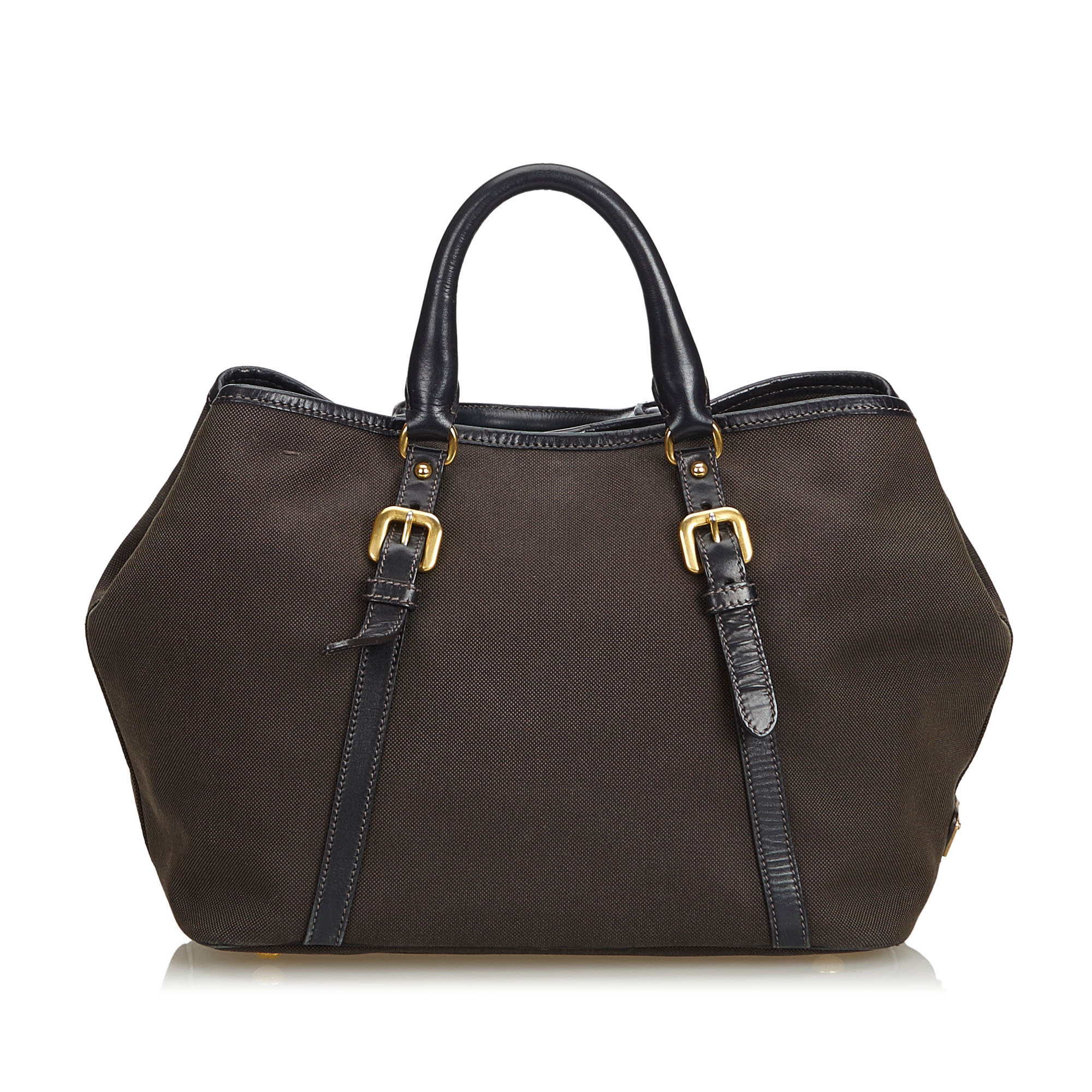 Prada Brown Canapa Fabric Tote Bag