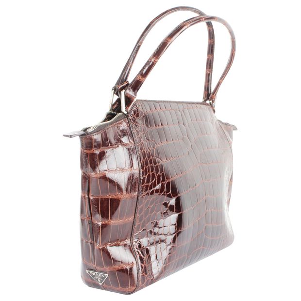 

Prada Brown Crocodile Leather Glowy Tote Bag