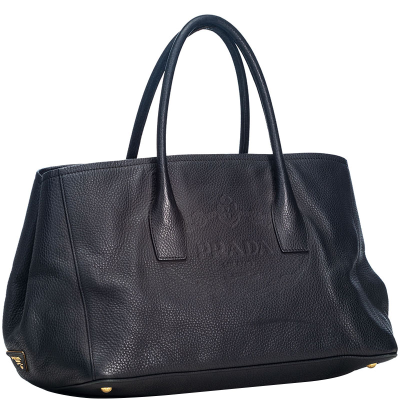 

Prada Black Vitello Daino Leather Tote