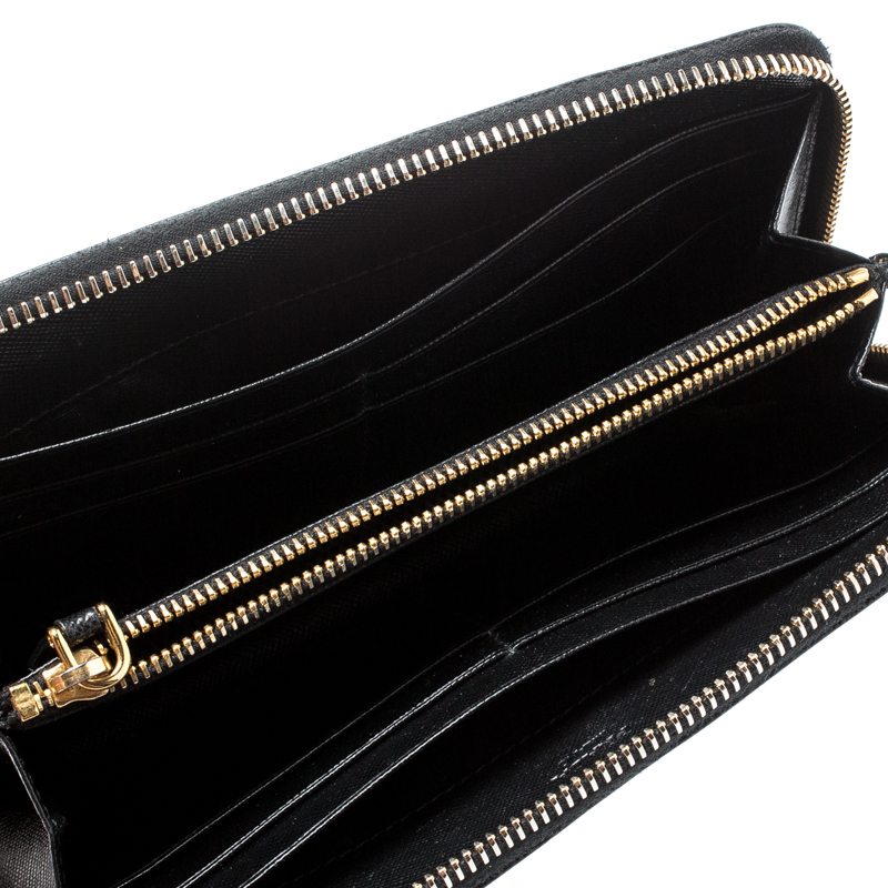 

Prada Black Leather Zip Around Wallet