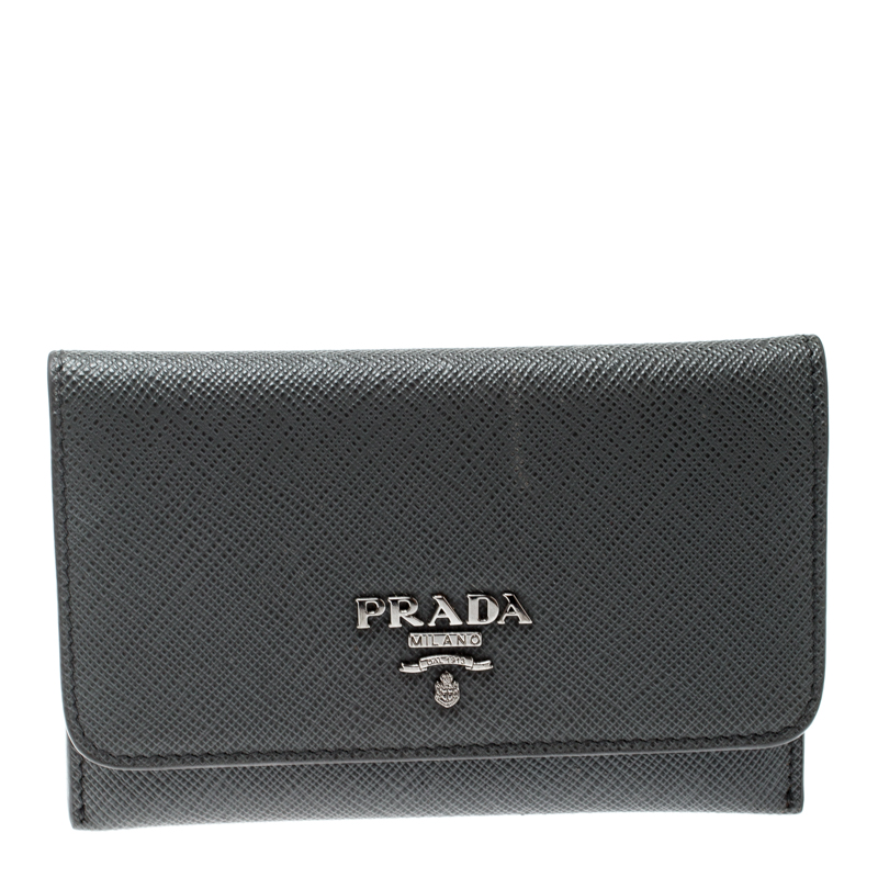 Prada Grey Saffiano Leather Card Holder Prada | The Luxury Closet