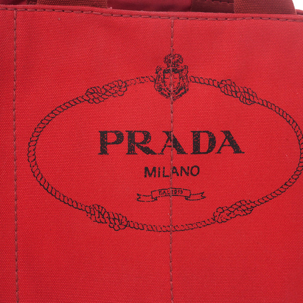 Prada Transparent Vinyl and Red Canvas Logo Beach Large Tote Bag 1BG166 -  Yoogi's Closet