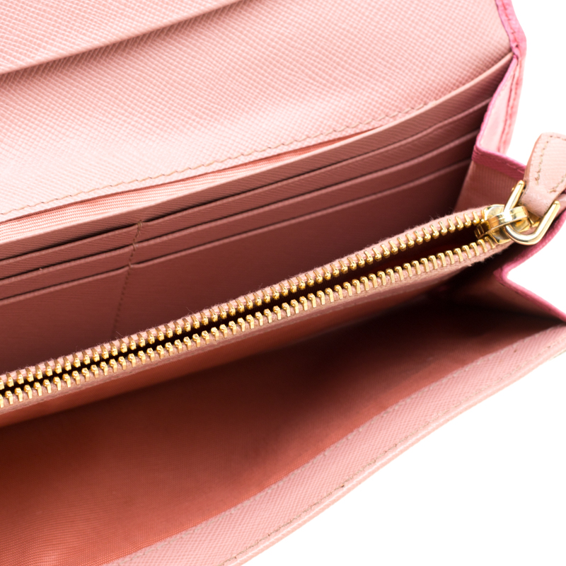 

Prada Pink Saffiano Leather Continental Wallet