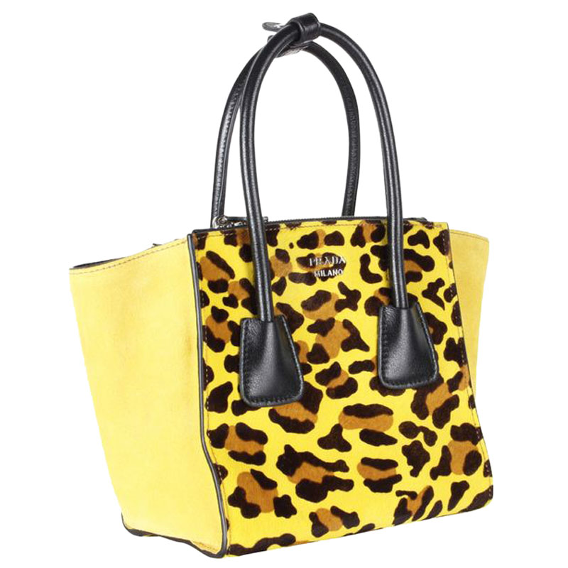 

Prada Yellow Pony Hair Leopard Suede Wings Bag