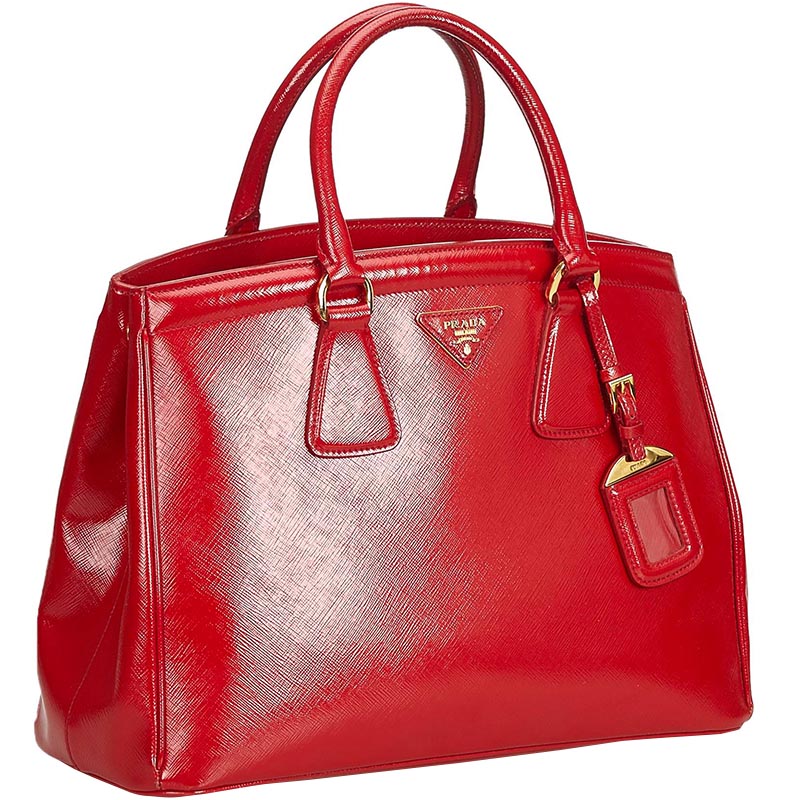 

Prada Red Saffiano Lux Leather Parabole Tote