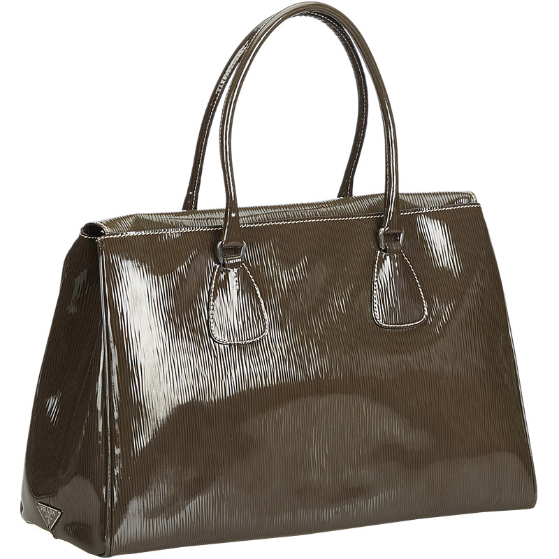 

Prada Brown Patent Leather Top Handle Bag
