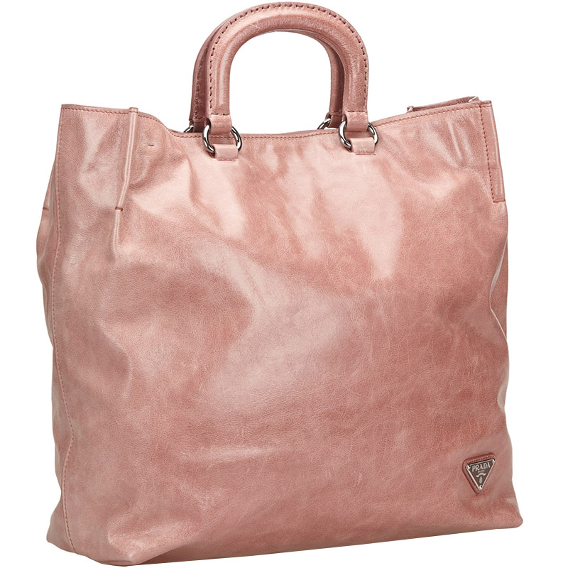 

Prada Pink Vitello Shine Leather Tote