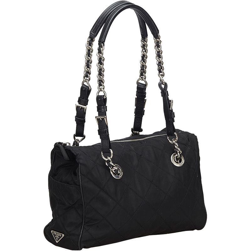 

Prada Black Nylon Chain Tote Bag