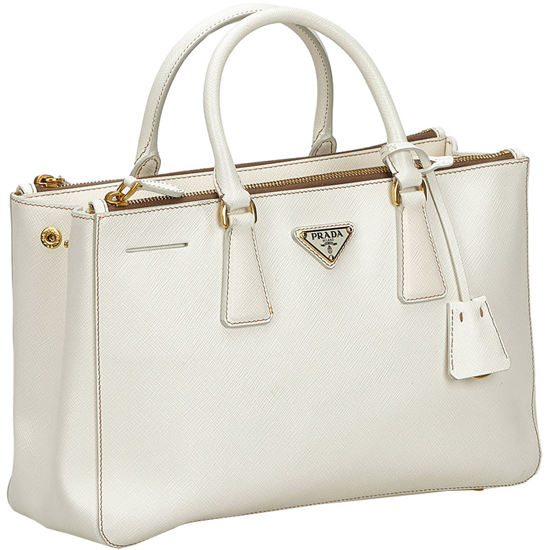 

Prada White Ivory Saffiano Leather Galleria Tote Bag