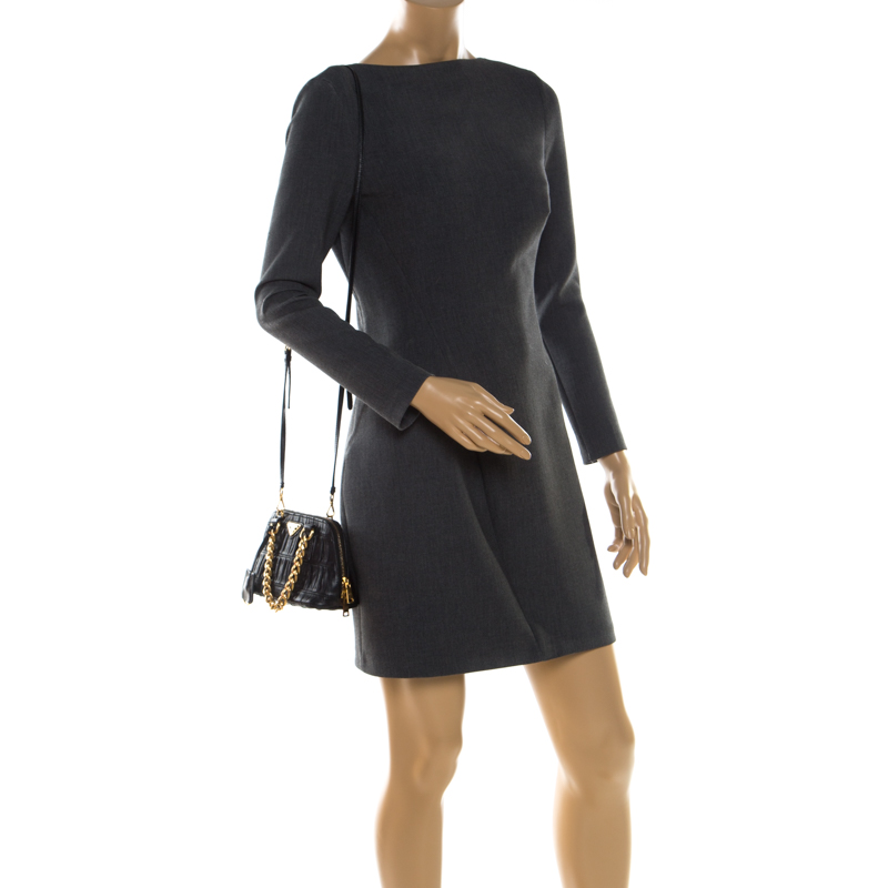 

Prada Black Gaufre Leather Mini Promenade Crossbody Bag
