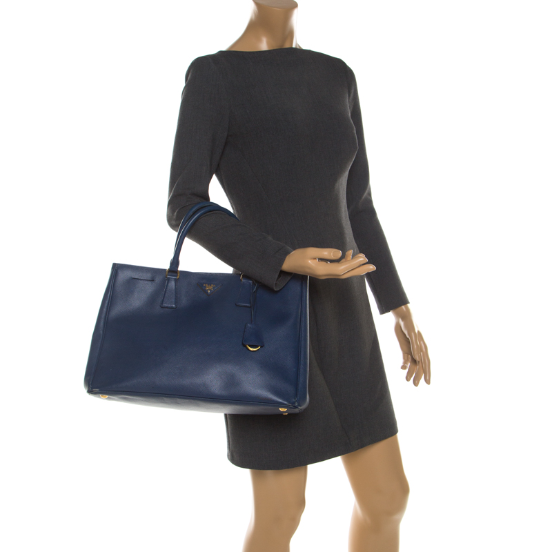 

Prada Blue Saffiano Lux Leather  Gardener's Tote