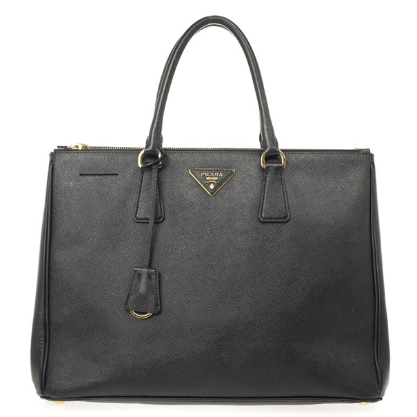 مملوكة مسبقًا Prada Saffiano Black Lux Double-Zip Tote