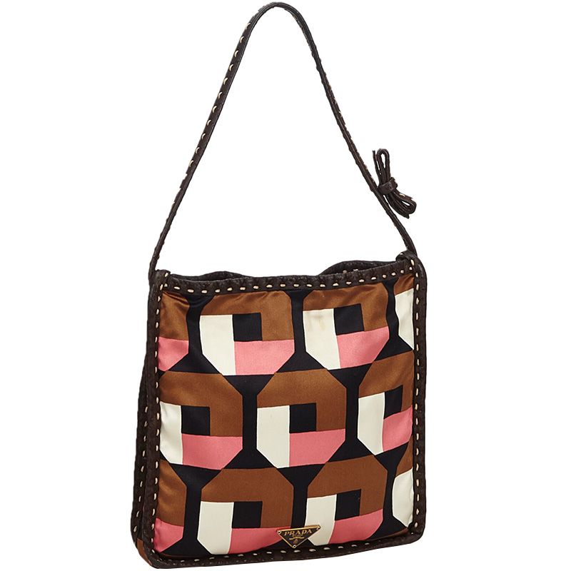 

Prada Mutlicolor Printed Satin Shoulder Bag, Multicolor