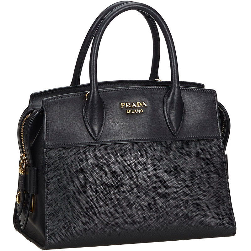 

Prada Black Saffiano Leather Esplanade Tote Bag