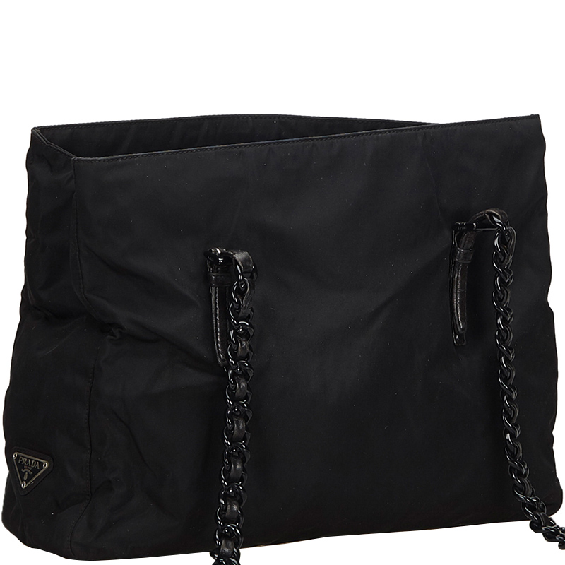 

Prada Black Nylon Chain Tote Bag