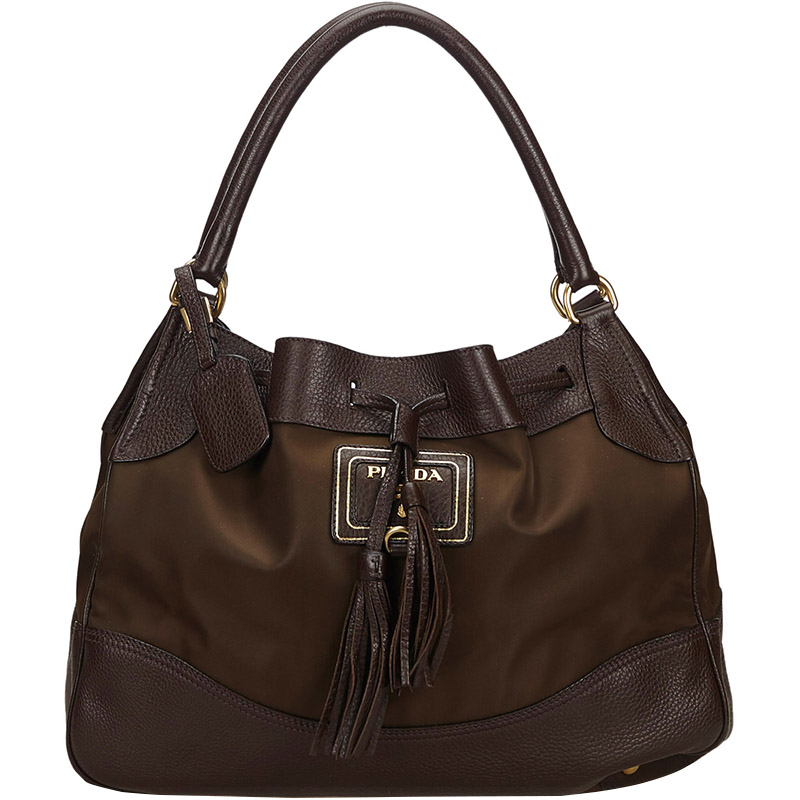Buy Prada Dark Brown Nylon Drawstring Everyday Bag 210807 at best price TLC