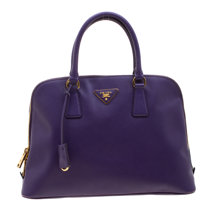 Pre Owned Prada Purple Saffiano Lux Leather Medium Promenade Tote