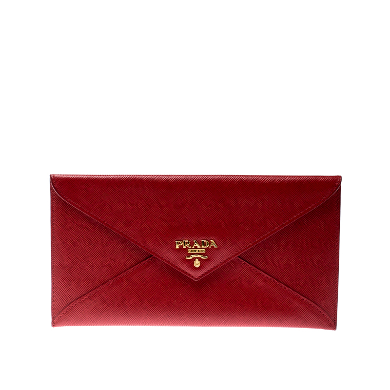 Prada Red Saffiano Leather Envelope Wallet Prada | The Luxury Closet