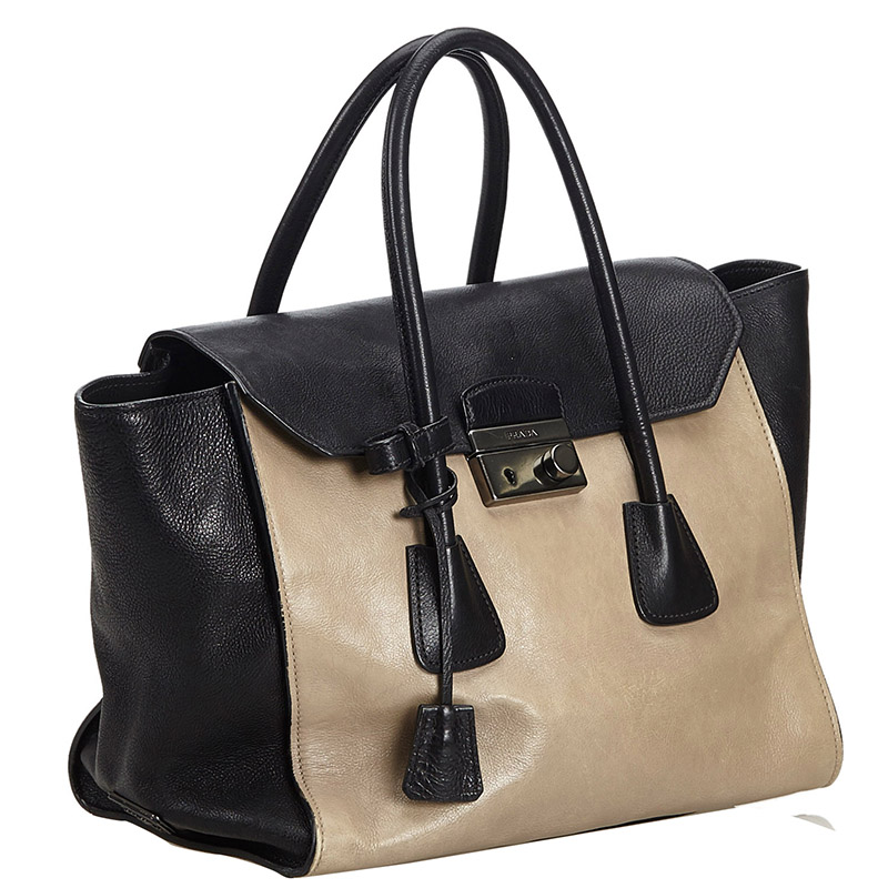 

Prada Beige/Black Leather Everyday Bag