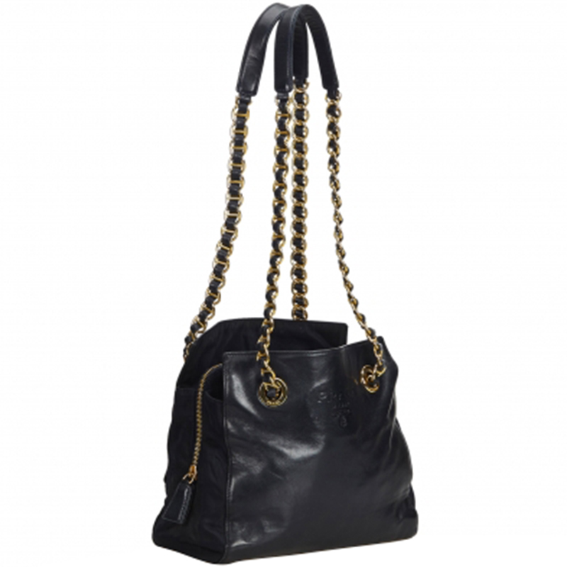 

Prada Black Calf Leather Chain Shoulder Bag