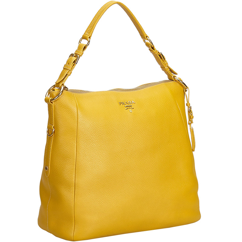 

Prada Yellow Vitello Daino Leather Shoulder Bag