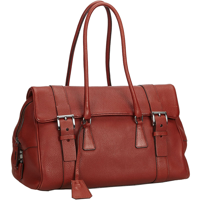 

Prada Red Vitello Daino Leather Shoulder Bag