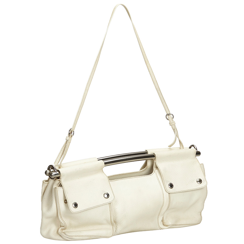 

Prada White Leather Bar Shoulder Bag