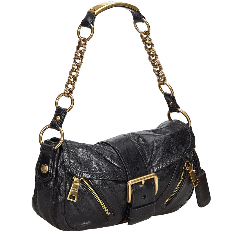

Prada Black Leather Chain Shoulder Bag