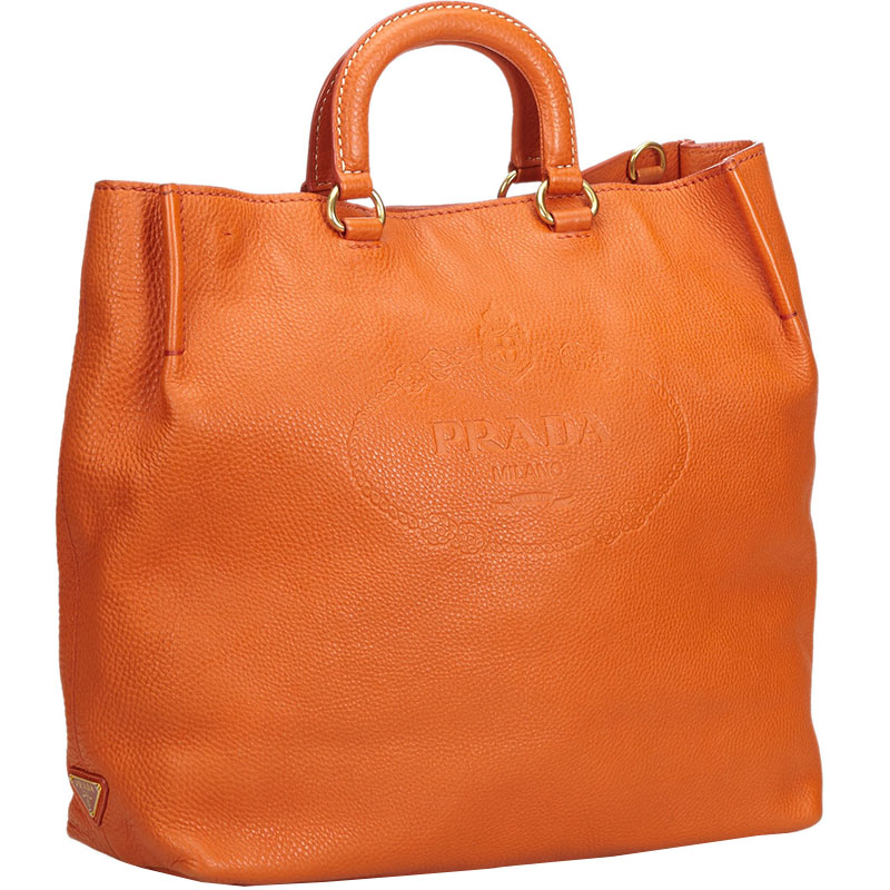 prada orange leather bag