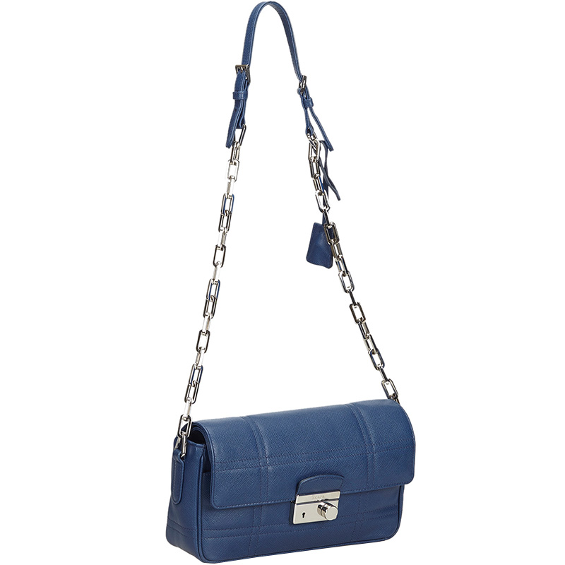

Prada Blue Leather Chain Crossbody Bag