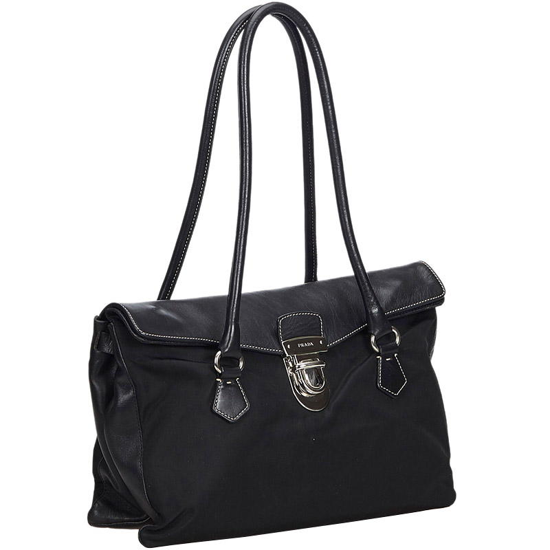 

Prada Black Nylon And Leather Shoulder Bag