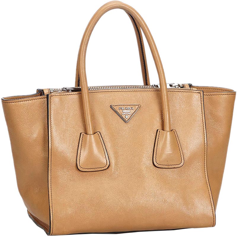 

Prada Brown Leather Twin Pocket Satchel