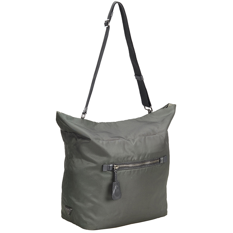 

Prada Dark Gray Nylon Leather Shoulder Bag, Grey