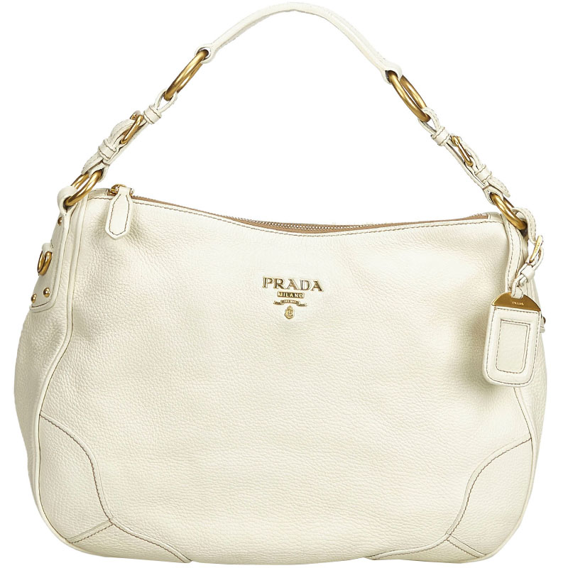 Pre-owned Prada White Leather Shoulder Bag