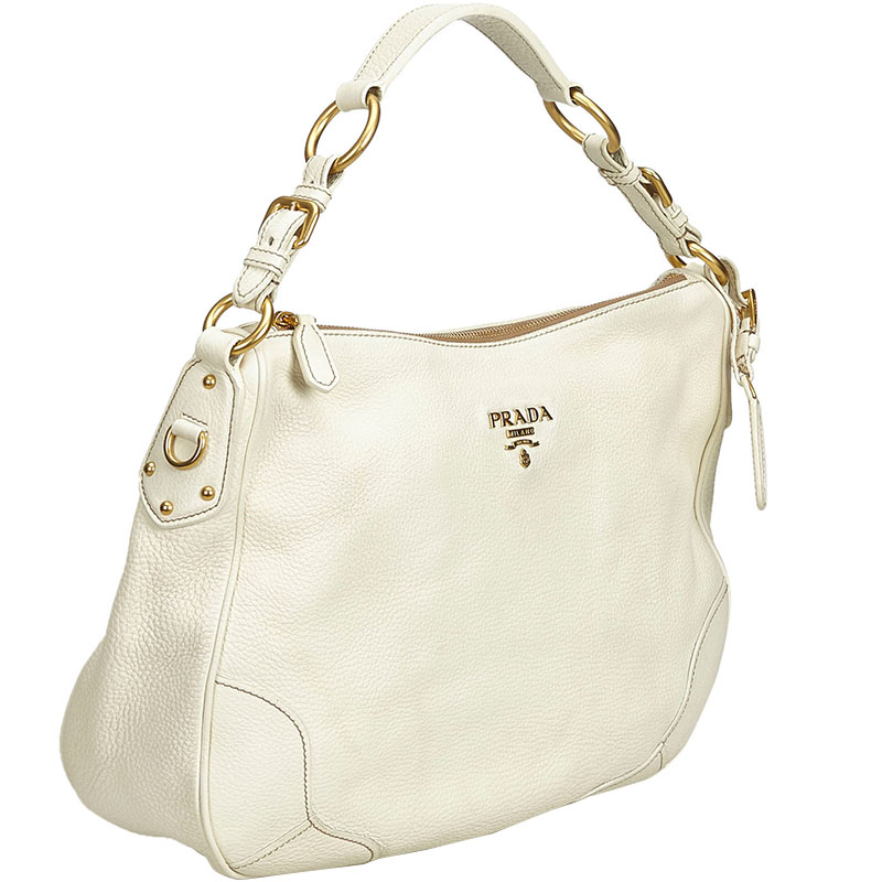 

Prada White Leather Shoulder Bag