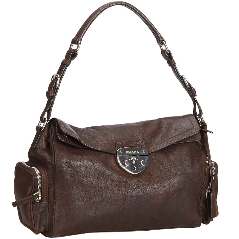 

Prada Brown Leather Shoulder Bag