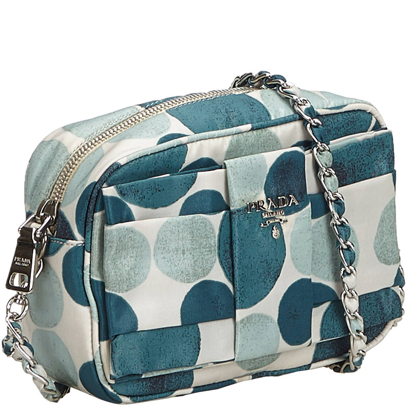 

Prada Blue Polka Dot Nylon Chain Crossbody Bag, Multicolor