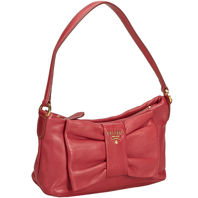 

Prada Red Leather Bow Baguette