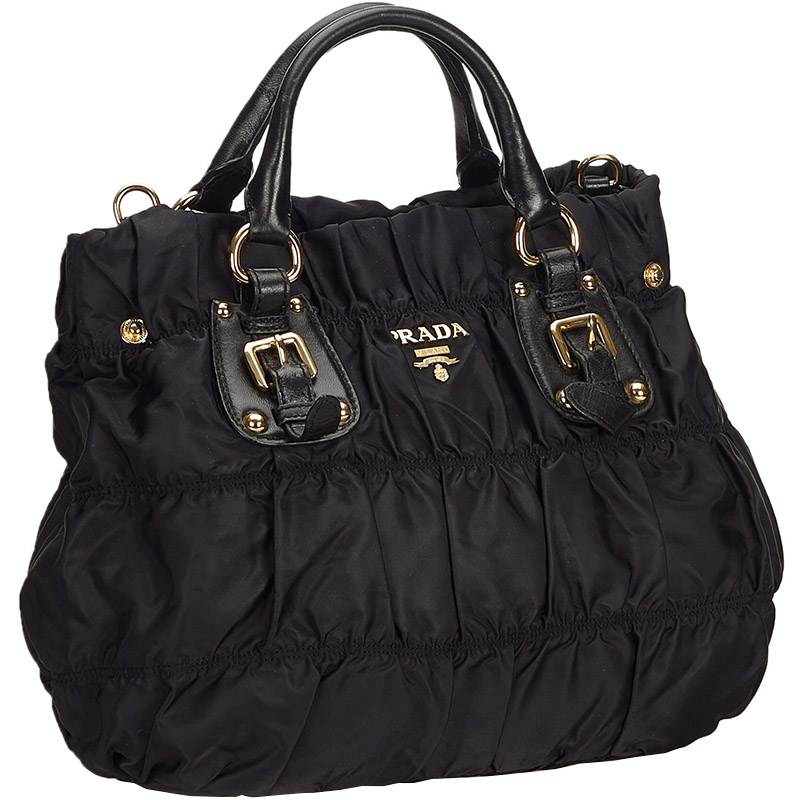 

Prada Black Gathered Nylon Satchel