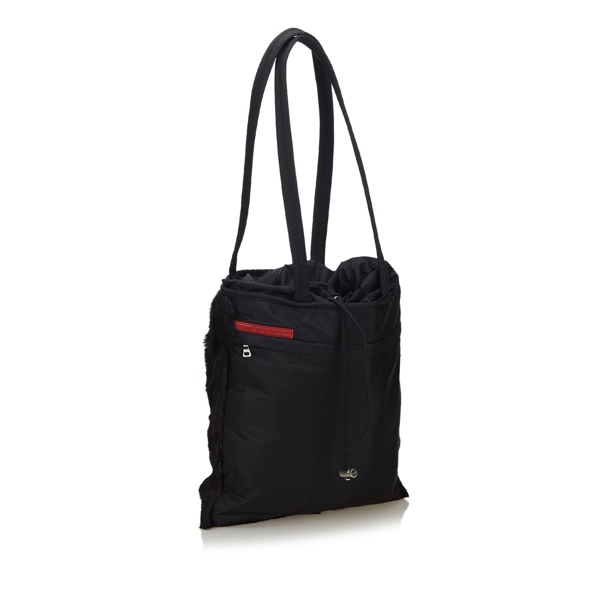 

Prada Black Nylon And Fur Shoulder Bag
