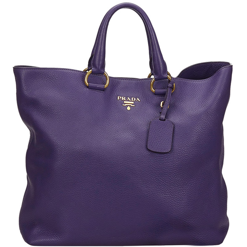 Pre Owned Prada Purple Vitello Daino Leather Tote